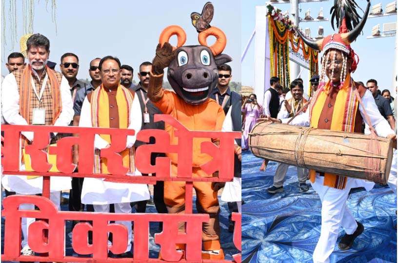 मुख्यमंत्री विष्णु देव साय का बस्तरिया अंदाज में हुआ स्वागत मुख्यमंत्री विष्णु देव साय का बस्तरिया अंदाज में हुआ स्वागत