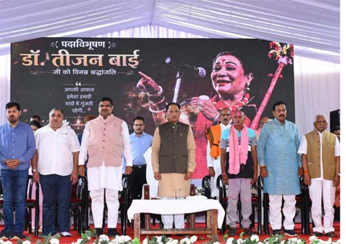 लोककला की महान साधिका डॉ. तीजन बाई की स्मृतियों को चिरस्थायी बनाएगी राज्य सरकार : मुख्यमंत्री विष्णुदेव साय लोककला की महान साधिका डॉ. तीजन बाई की स्मृतियों को चिरस्थायी बनाएगी राज्य सरकार : मुख्यमंत्री विष्णुदेव साय
