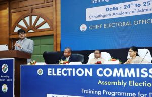  भारत निर्वाचन आयोग के अधिकारियों ने की छत्तीसगढ़ में स्वीप कार्यक्रमों की समीक्षा