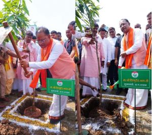 मुख्यमंत्री विष्णु देव साय ने एक पेड़ मां के नाम अभियान के अंतर्गत लगाया केसर आम का पौधा मुख्यमंत्री विष्णु देव साय ने एक पेड़ मां के नाम अभियान के अंतर्गत लगाया केसर आम का पौधा