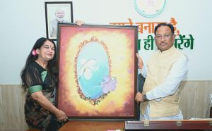 मुख्यमंत्री से इंदिरा कला संगीत विश्वविद्यालय की कुलपति डॉ. लवली शर्मा ने की सौजन्य मुलाकात