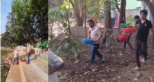 निगम के सफाई मित्रों ने ग्रीन आर्मी के स्वयंसेवकों के साथ रोहिणीपुरम तालाब की सफाई की  