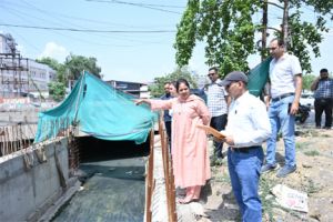 महापौर मीनल चौबे ने नाला की प्रगति का किया प्रत्यक्ष निरीक्षण