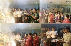 गणपति आराधना में महिला पत्रकारों की सहभागिता, घर से बनाकर लाईं भोग के पकवान