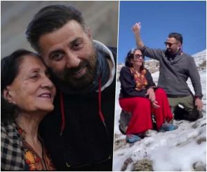 मां प्रकाश कौर के साथ बर्फ में खेलते नजर आए सनी
