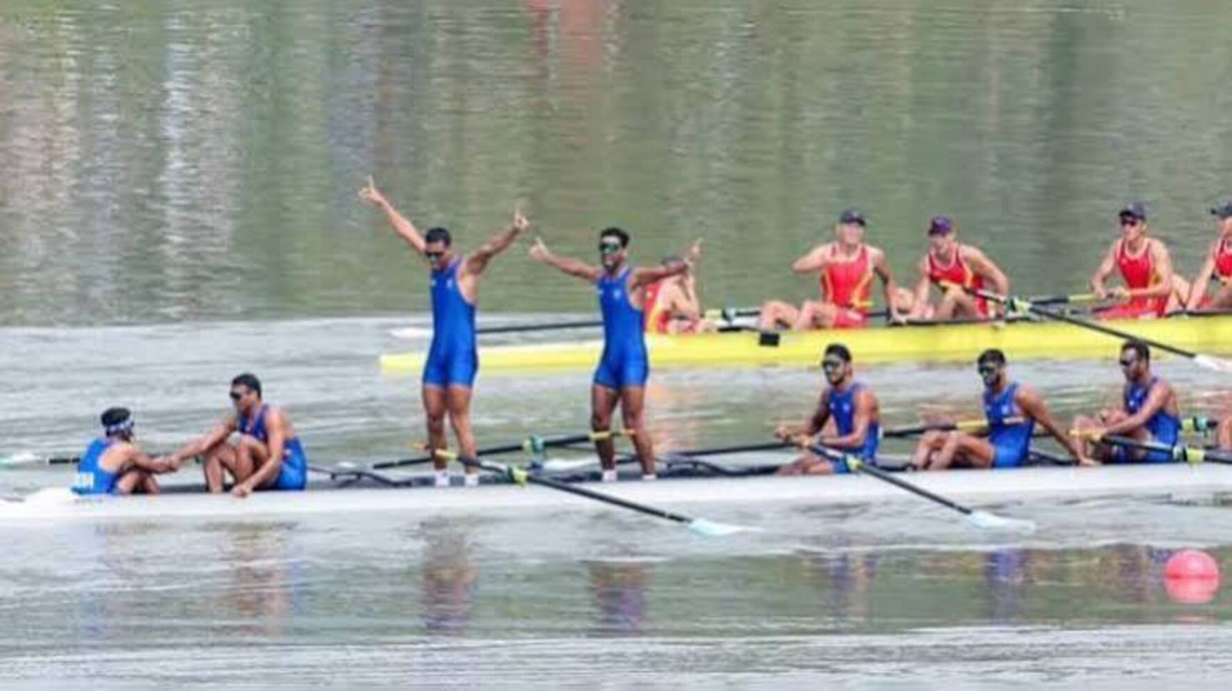 एशियाई खेलों में पुरुषों की कयाक फोर 500 मीटर के फाइनल में भारतीय रोइंग टीम एशियाई खेलों में पुरुषों की कयाक फोर 500 मीटर के फाइनल में भारतीय रोइंग टीम